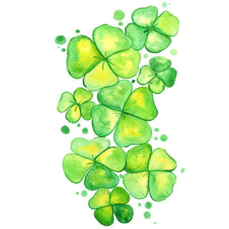 Clover leaves bush watercolor illustration for decoration Saint Patrick's Day, Irish Holiday.の写真素材