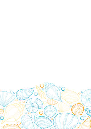 Seashell doodle with bubble frame vector for decoration on summer holiday and marine life.のイラスト素材