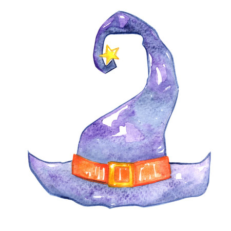 magician hat watercolor illustration for decoration on halloween festival and witch costume.の写真素材