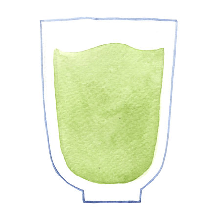 Hot green tea on sencha glass watercolor for decoration on tea and soft drinks.の写真素材
