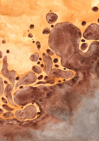 Light brown and dark brown watercolor background for decoration on coffee, clay and historical concept.の写真素材
