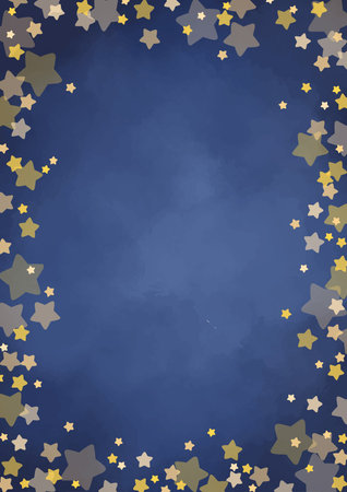 Shining star frame on night sky background for decoration on night winter party and Christmas holiday.のイラスト素材