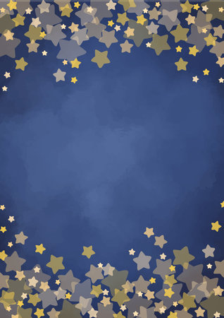Shining star frame on night sky background for decoration on night winter party and Christmas holiday.のイラスト素材