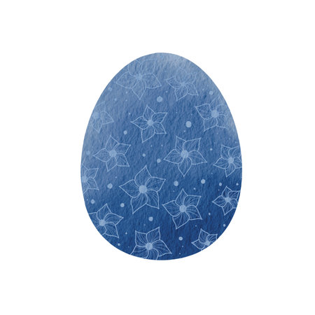 Indigo Blue Easter egg with flower texture watercolor background for decoration on Easter festival.の写真素材