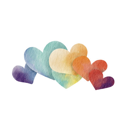 Rainbow hearts banner watercolor illustration for decoration on Pride month and LGBTQ concept.の写真素材