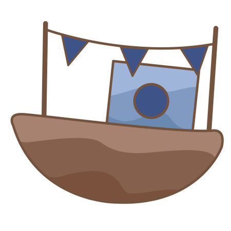 fishing boat flat design illustration for decoration on local fisherman life and nautical concept.のイラスト素材