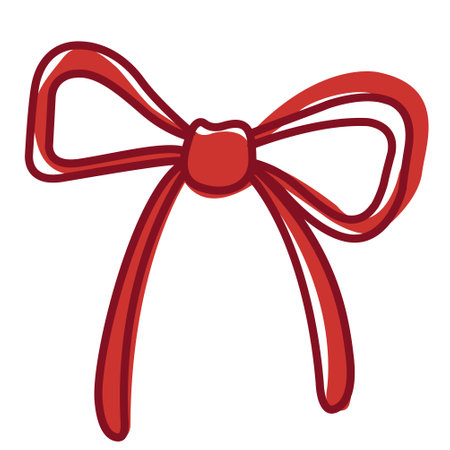 Abstract red bow doodle flat design for decoration for gift and celebration concept.のイラスト素材
