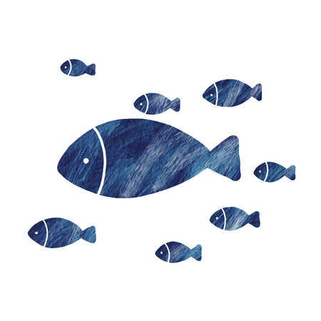 Abstract school of fish sign illstration for decoration on marine life and coastal living design.の写真素材