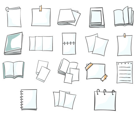 Paper,book, note book and note paper doodle illustration for decoration on education, work. read and document concept.のイラスト素材