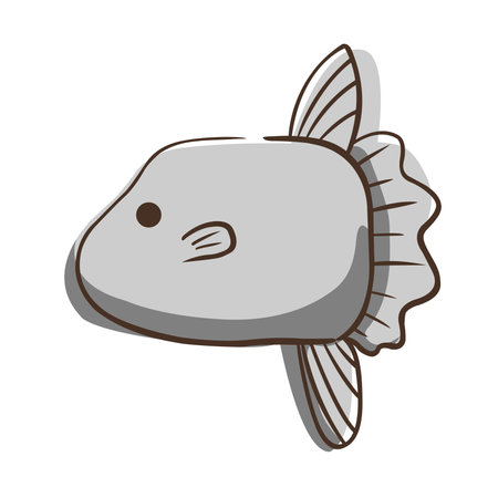 Abstract mola mola doodle fish sign illustration for decoration on marine life, aquarium, fishing and nautical concept.のイラスト素材
