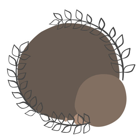 Abstract doodle bunch of leaves with brown banner flat design for vintage and coffee cafe concept.のイラスト素材