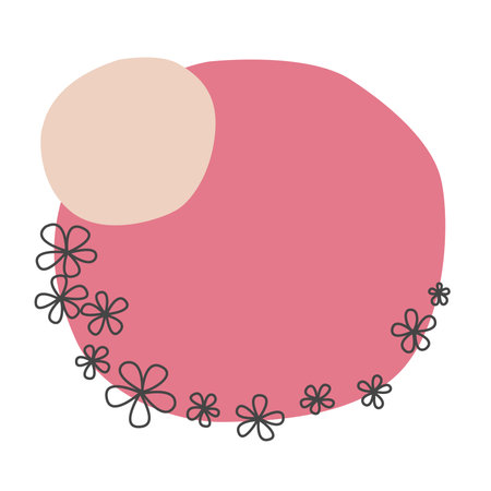 Abstract flower doodle pink banner flat design for decoration on spring seasonal and wedding event.のイラスト素材