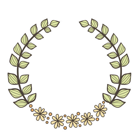 Abstract bunch of leaves with flower doodle for decoration on nature and wedding event.のイラスト素材