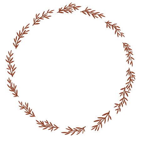 Abstract red plant bunch of leaves wreath illustration for decoration on vintage style, garden and nature concept.のイラスト素材