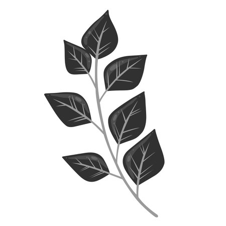 Bunch of black leaves for decoration on fantasy nature and Halloween festival.のイラスト素材