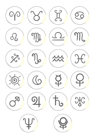 Astrological symbols in Star wreath design for decoration on sign of zodiac and horoscope concept.のイラスト素材