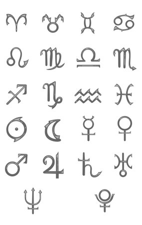 Elementals of metal and Gothic style astrological symbols for decoration on sign of zodiac and horoscope concept.のイラスト素材