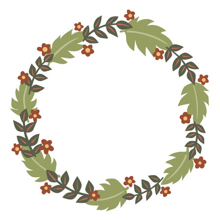 Tropical leaves with flowers wreath frame for decoration on nature and exotic wild concept.のイラスト素材