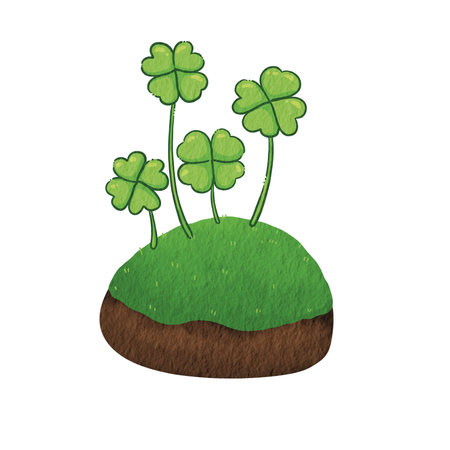 Four leaves clover on moss for decoration on easter festival and St Patrick's Day.