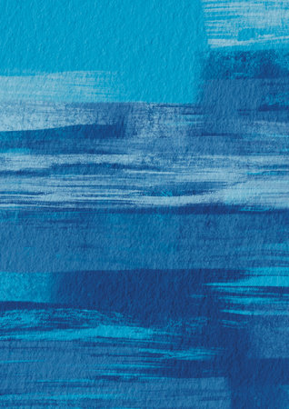 Abstract dry brush blue color on paper background illustration for decoration on sky, water and primitive art style.の写真素材