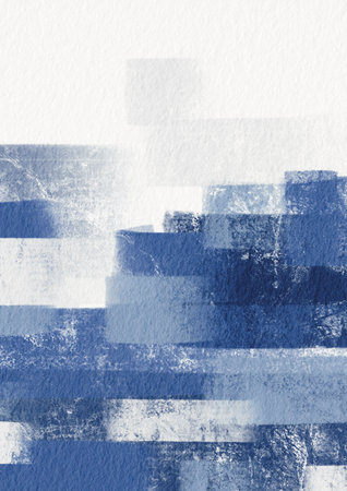 Classic blue and indigo dry brush on paper background illustration for decoration on local art, nautical and aquatic concept.の写真素材