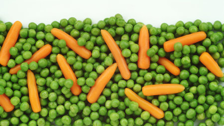 Closeup View of Green Peas and Baby Carrotsの写真素材