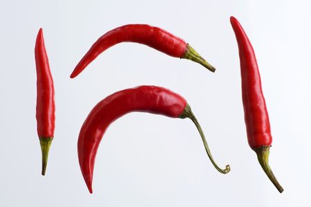 Studio shot of red hot chili peppersの写真素材