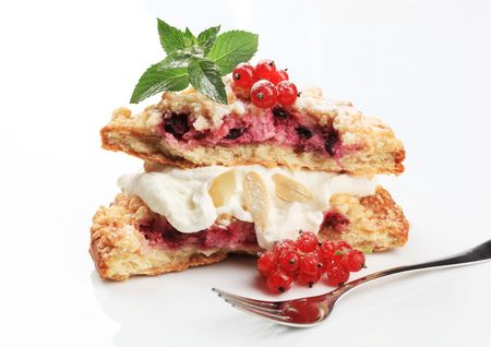 Berry fruit cake with curd cheese の写真素材