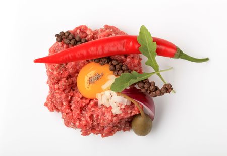Overhead view of steak tartare - studio
の写真素材