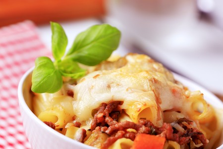 Rigatoni with Bolognese sause and cheese の写真素材