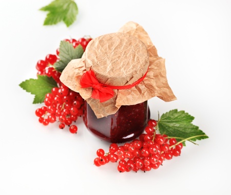 Jar of red currant preserve - stillの写真素材