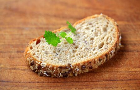 Slice of whole wheatl bread - closeup