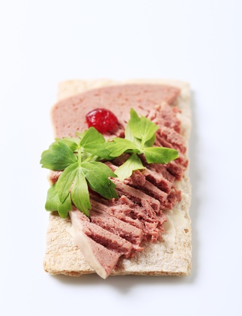 Crispbread with butter and liver pate - studioの写真素材