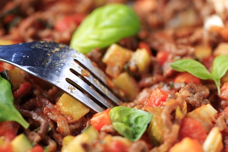 Meat based pasta sauce - macro shotの写真素材