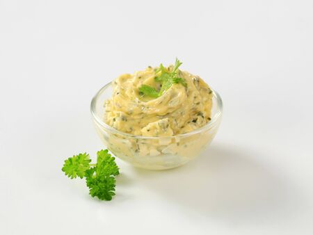 Bowl of fresh herb butter - studioの写真素材