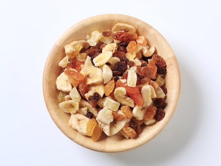 Bowl of mixed dried fruit - overheadの写真素材