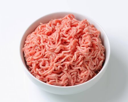 Bowl of raw minced pork