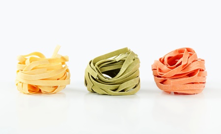 Bundles of dried ribbon pastaの写真素材
