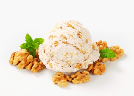 Scoop of walnut ice creamの写真素材