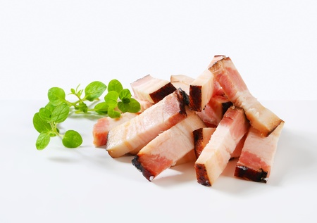 Slices of smoked bacon - studio shotの写真素材