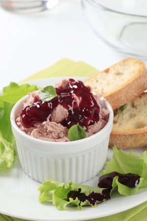 Delicious liver pate with cranberry sauceの写真素材