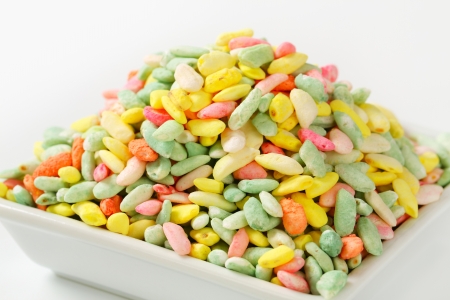 Sugar coated colored puffed riceの写真素材