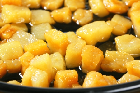 Pan fried pieces of fatback