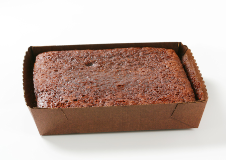 Brownie cake in paper food trayの写真素材