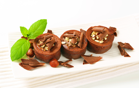 Mini chocolate cakes with hazelnut fillingの写真素材