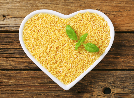 Plate of small letter-shaped pastaの写真素材