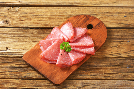 Thin slices of fermented salamiの写真素材