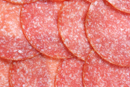 Thinly sliced salami sausage - detail