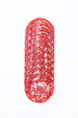 Spanish summer sausage made with Iberico pork - thinly slicedの写真素材