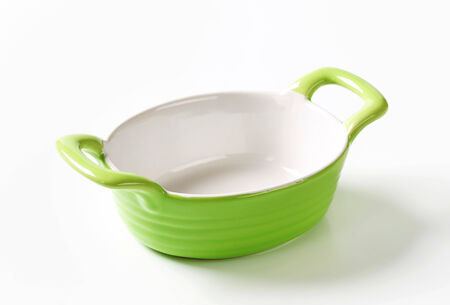 Empty green ceramic baking dishの写真素材